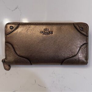 Coach Mickie Bronze/Gold Toned Leather Wallet